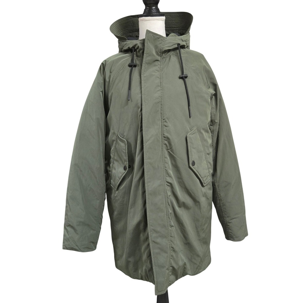 Everlane ReNew Long Parka Surplus Olive Green Hooded Puffer Coat Womens Size M
